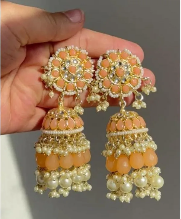 Orange__Brass_Jhumka_Earrings_For_Women