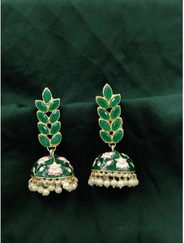 Green__Brass_Jhumka_Earrings_For_Women