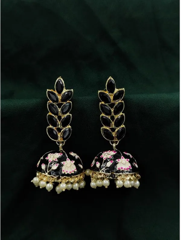 Black__Brass_Jhumka_Earrings_For_Women