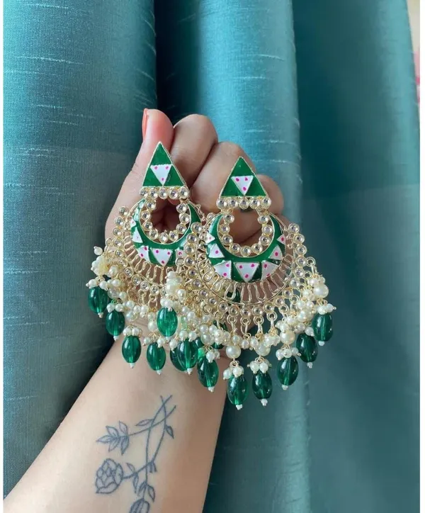 Green__Brass_Jhumka_Earrings_For_Women