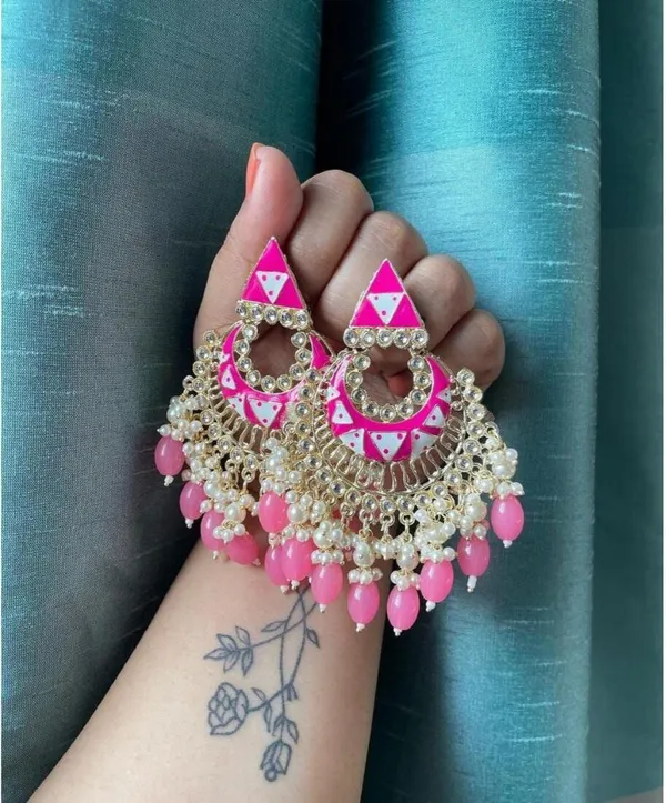 Pink__Brass_Jhumka_Earrings_For_Women