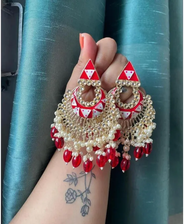 Red__Brass_Jhumka_Earrings_For_Women