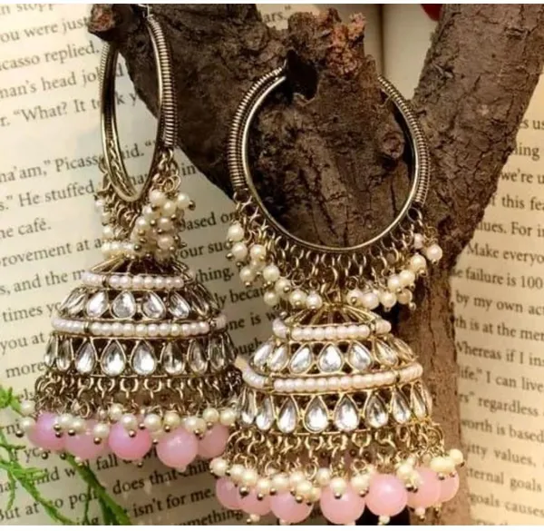 Pink__Brass_Jhumka_Earrings_For_Women
