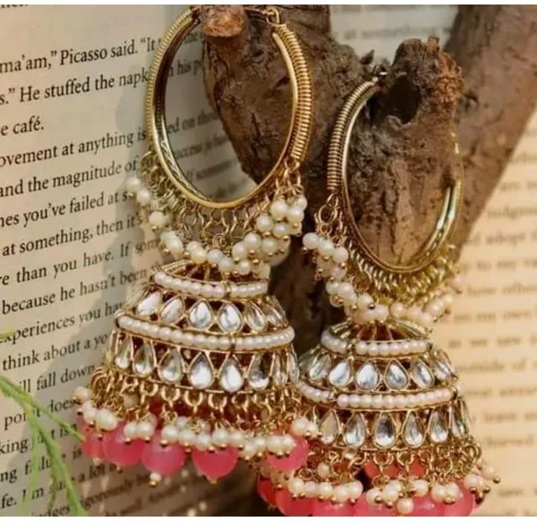 Pink__Brass_Jhumka_Earrings_For_Women