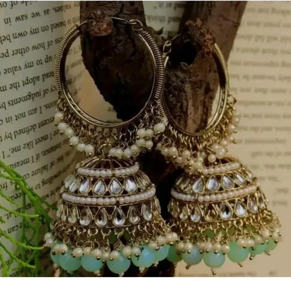 Blue__Brass_Jhumka_Earrings_For_Women