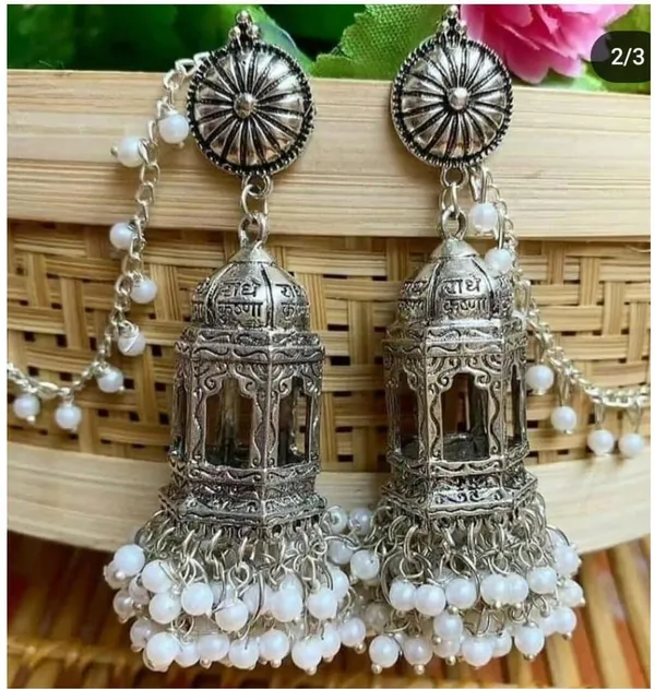 Silver__Brass_Jhumka_Earrings_For_Women