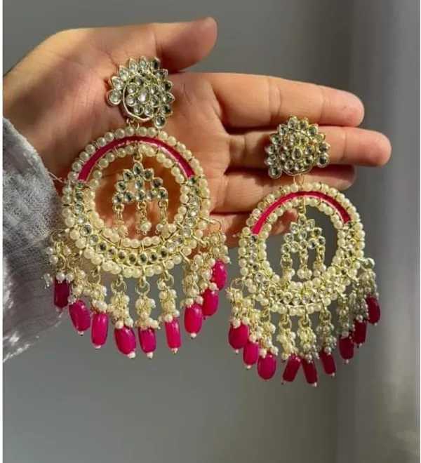 Pink__Brass_Jhumka_Earrings_For_Women
