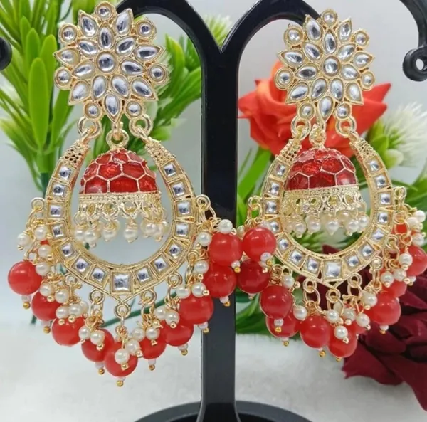 Red__Alloy_Clip-On_Chandbali_Earrings_For_Women