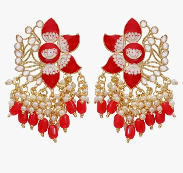 Red__Alloy_Clip-On_Chandbali_Earrings_For_Women