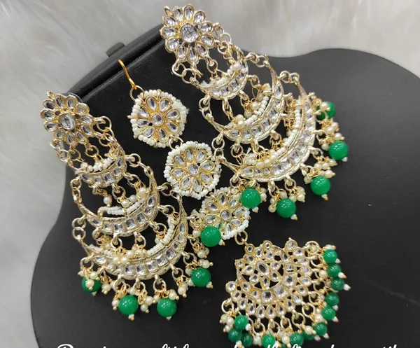 Green__Alloy_Clip-On_Chandbali_Earrings_For_Women