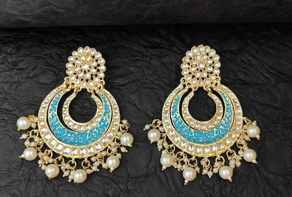 Blue__Alloy_Clip-On_Chandbali_Earrings_For_Women