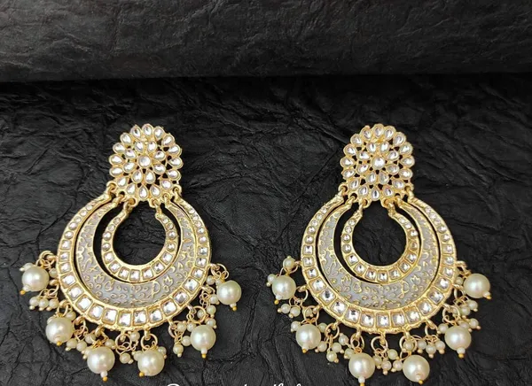 Grey__Alloy_Clip-On_Chandbali_Earrings_For_Women
