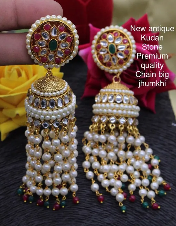 Red__Alloy_Clip-On_Chandbali_Earrings_For_Women