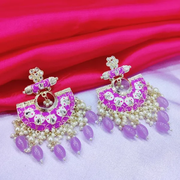 Purple__Alloy_Clip-On_Chandbali_Earrings_For_Women