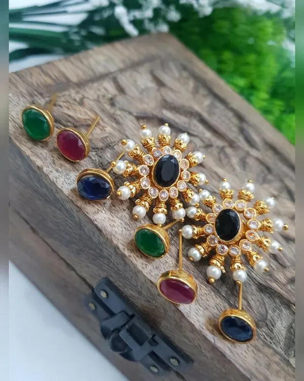 Blue__Alloy_Clip-On_Chandbali_Earrings_For_Women