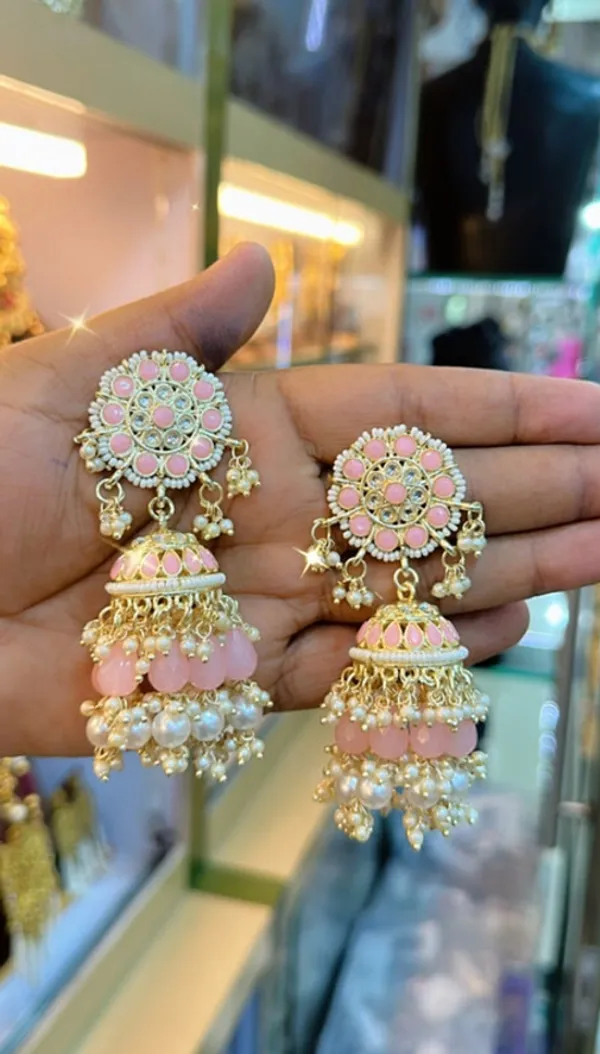 Pink_&_White__Alloy_Clip-On_Chandbali_Earrings_For_Women