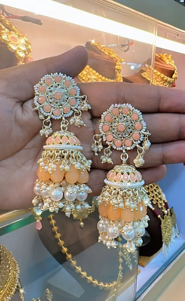 Orange__Alloy_Clip-On_Chandbali_Earrings_For_Women