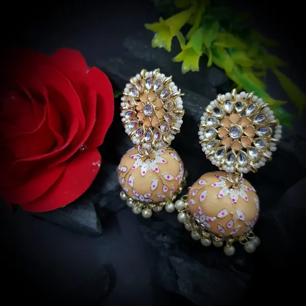 Pink_&_White__Alloy_Jhumka_Earrings_For_Women