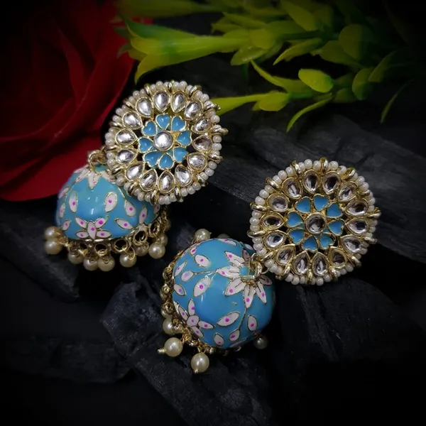 Blue_&_White__Alloy_Jhumka_Earrings_For_Women