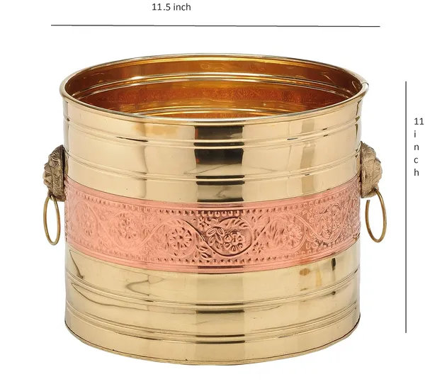 12"_Copper_Brass_Decorative_Planter_For_Garden_&_Home_D?cor_Dia_11.5_x_Height_11_inch