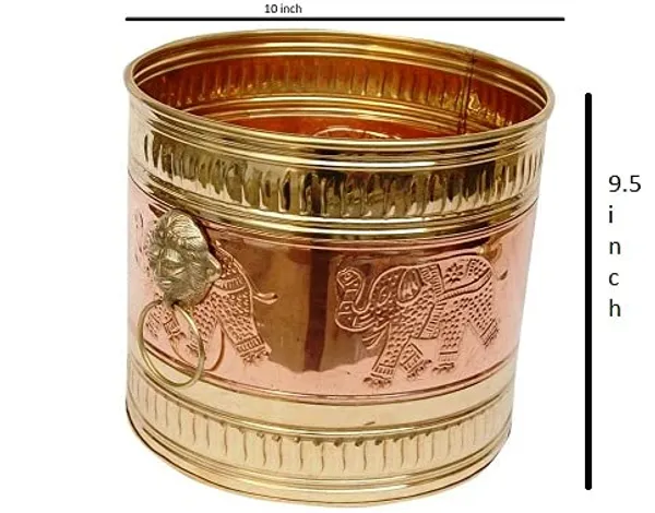 10"_Brass_Copper_Elephant_Design_Decorative_Cachepot_Planter_For_Garden_&_Home_D?cor_Dia_10_x_Height_9.5_inch
