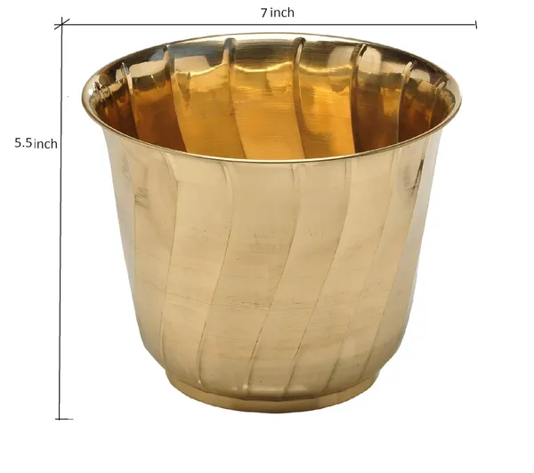 7"_Gold_Brass_Decorative_Table_Planter_For_Garden_&_Home_Decor_Dia_7_x_Height_5.5_Inch