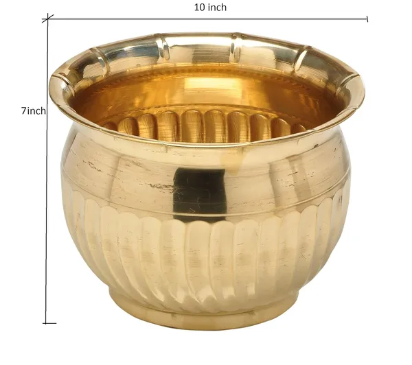 Gold_Brass_Round_Decorative_Planter_For_Garden_&_Home_Decor_|_Dia_10_x_height_7_inch