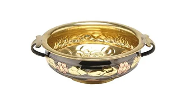 14"_Multicolor_Brass_Handcrafted_Plain_Floating_Flowers_Vastu_Puja_Gift_&_Decorative_Urli/Uruli_Bowl_For_Home,_Office,_Wedding_Decor
