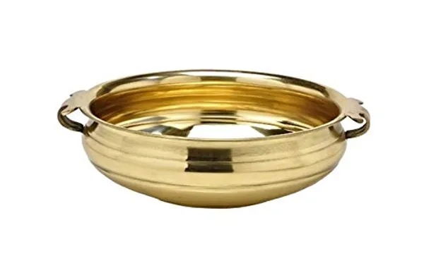 6"_Gold_Brass_Handcrafted_Plain_Floating_Flowers_Vastu_Puja_Gift_&_Decorative_Urli/Uruli_Bowl_For_Home,_Office,_Wedding_Decor