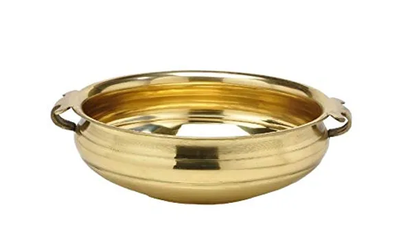 12"_Gold_Brass_Handcrafted_Plain_Floating_Flowers_Vastu_Puja_Gift_&_Decorative_Urli/Uruli_Bowl_For_Home,_Office,_Wedding_Decor