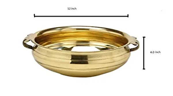 12"_Gold_Brass_Handcrafted_Plain_Floating_Flowers_Vastu_Puja_Gift_&_Decorative_Urli/Uruli_Bowl_For_Home,_Office,_Wedding_Decor