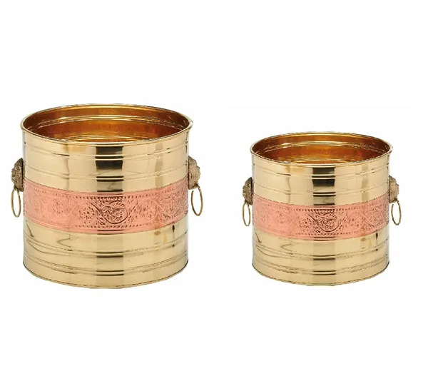 Pack_of_2_Copper_Brass_Decorative_Planter_For_Garden_&_Home_Decor_|_Dia_11.5_x_Height_11_inch_&_Dia_13.5_x_Height_11.5_inch