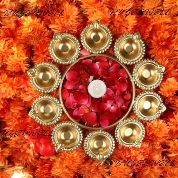 12"_Gold_Metal_Handcrafted_Dia_Flower_Uruli_Decorative_Floating_Flowers_And_Tea_Light_Candles_Home,Office_And_Table_Decor_Diwali_Decoration_Items_For_Home