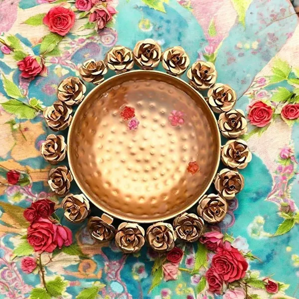12"_Gold_Metal_Handcrafted_Flower_Rose_Urli_Decorative_Bowl_For_Floating_Flowers_And_Tea_Light_Candles_Home,_Office_And_Table_Decor_Diwali_Decoration_Items_For_Home