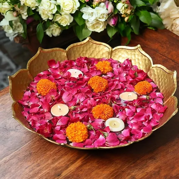 Gold_Metal_Handcrafted_Flower_Crown_Uruli_Decorative_Floating_Flowers_Bowl_And_Tea_Light_Candles_|_For_Home,_Office_And_Table_Decor_|_Diwali_Decoration_Items_For_Home