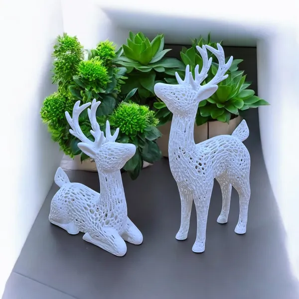 Creations_Reindeer_Sculptures_Home_Decoration_Statue_3D_Printed_Deer_Family_2_Piece_For_Home_Decor.