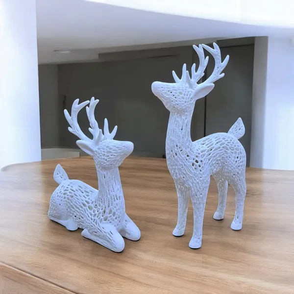 Creations_Reindeer_Sculptures_Home_Decoration_Statue_3D_Printed_Deer_Family_2_Piece_For_Home_Decor.