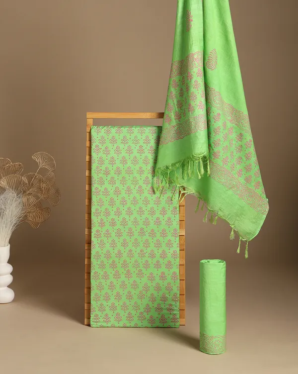 Bright_Green_Handloom_Floral_Unstitched_Dress_Material_For_Women