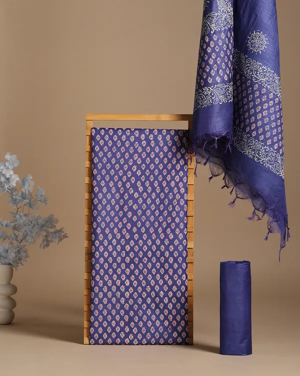 Dark_Blue_Handloom_Floral_Unstitched_Dress_Material_For_Women