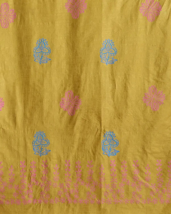 Dark_Yellow_Handloom_Floral_Unstitched_Dress_Material_For_Women
