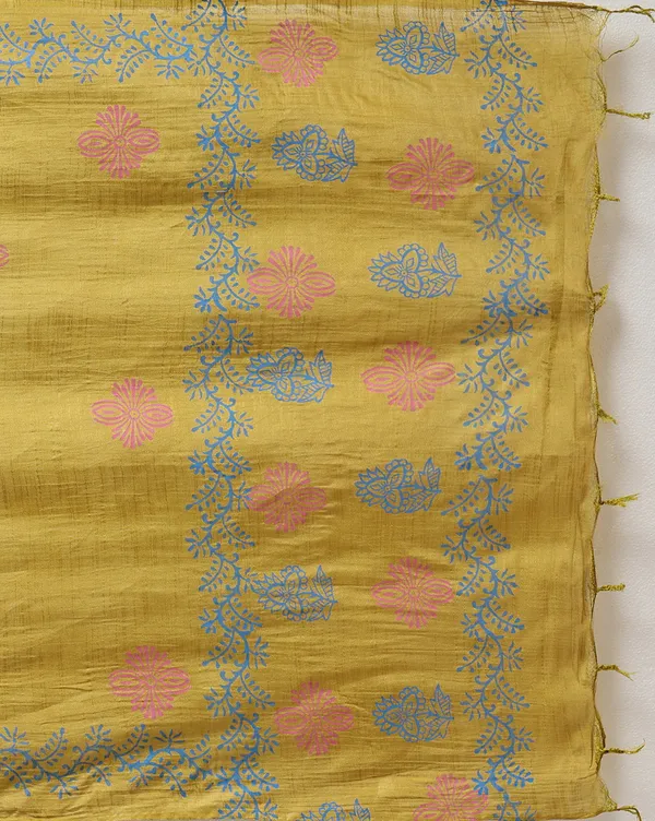 Dark_Yellow_Handloom_Floral_Unstitched_Dress_Material_For_Women