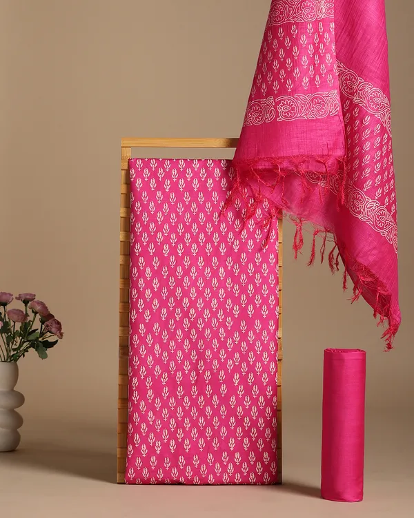 Bright_Pink_Handloom_Floral_Unstitched_Dress_Material_For_Women