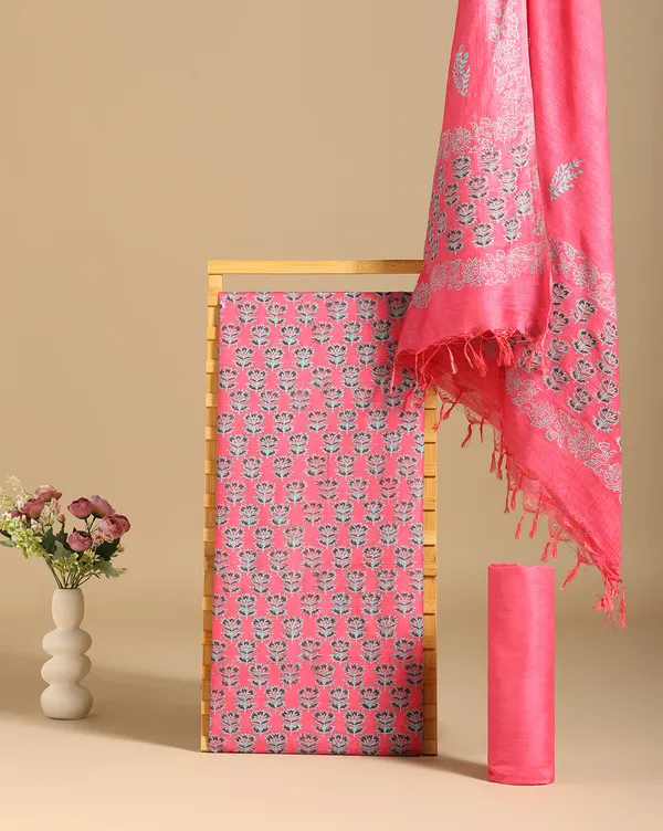 Dark_Pink_Handloom_Floral_Unstitched_Dress_Material_For_Women