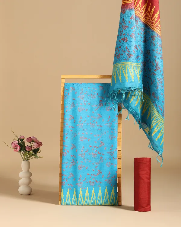 Light_Blue_Handloom_Floral_Unstitched_Dress_Material_For_Women