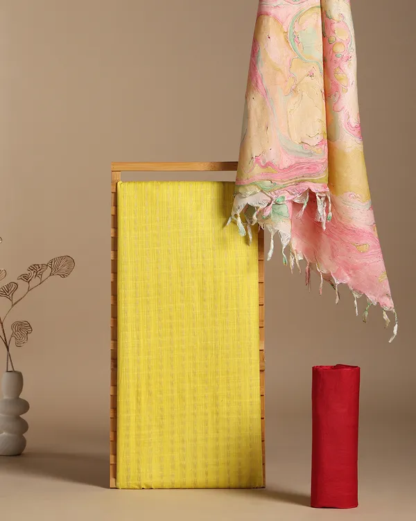 Bright_Yellow_Handloom_Abstract_Unstitched_Dress_Material_For_Women