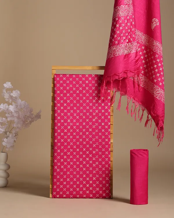 Bright_Pink_Handloom_Floral_Unstitched_Dress_Material_For_Women