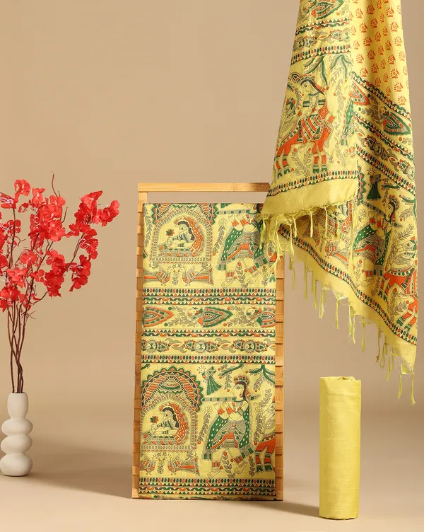 Bright_Yellow_Handloom_Tribal_Unstitched_Dress_Material_For_Women