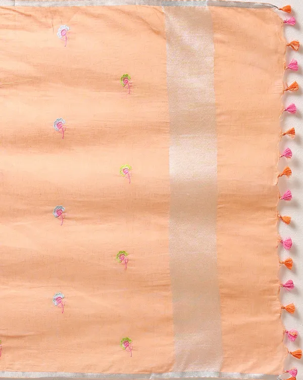 Bright_Peach_Linen_Floral_Unstitched_Dress_Material_For_Women