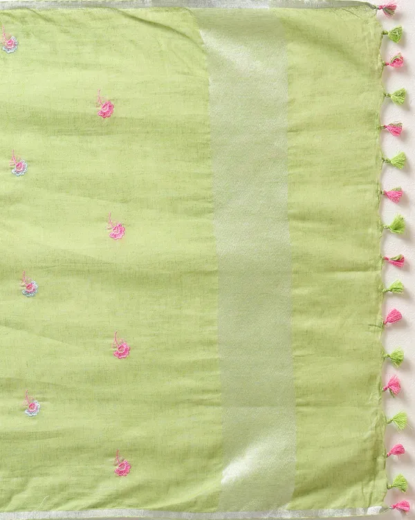 Bright_Green_Linen_Floral_Unstitched_Dress_Material_For_Women