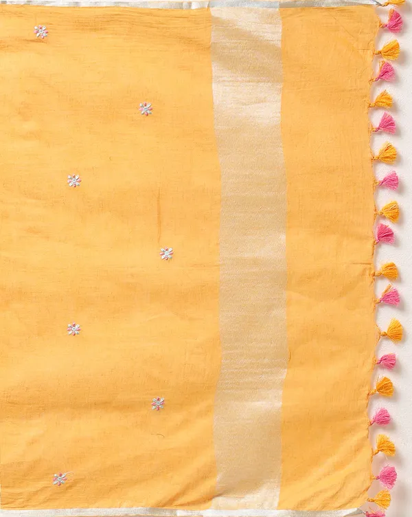 Bright_Yellow_Linen_Floral_Unstitched_Dress_Material_For_Women